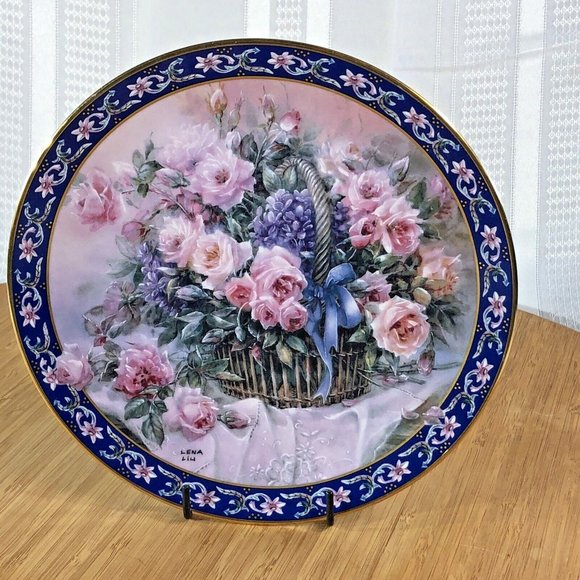 Roses by Lena Liu Basket Bouquets 8" Collection W.S. George Fine Porcelain Plate - Picture 1 of 5